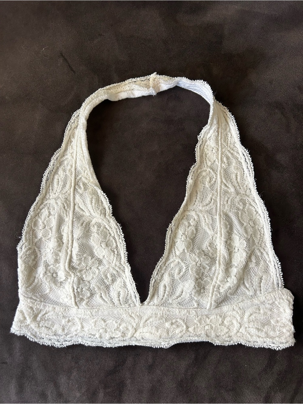 Out From Under Ivory Crochet Lace Halter Bralette